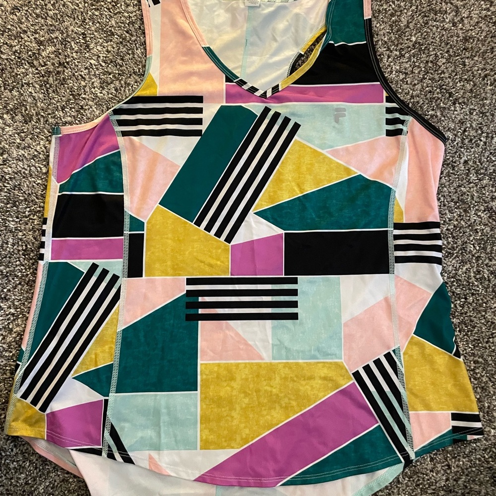 Fila Multicolor Geometric V-Neck Tank Top